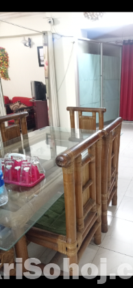 বাশ ও বেতের ডাইনিং টেবিল